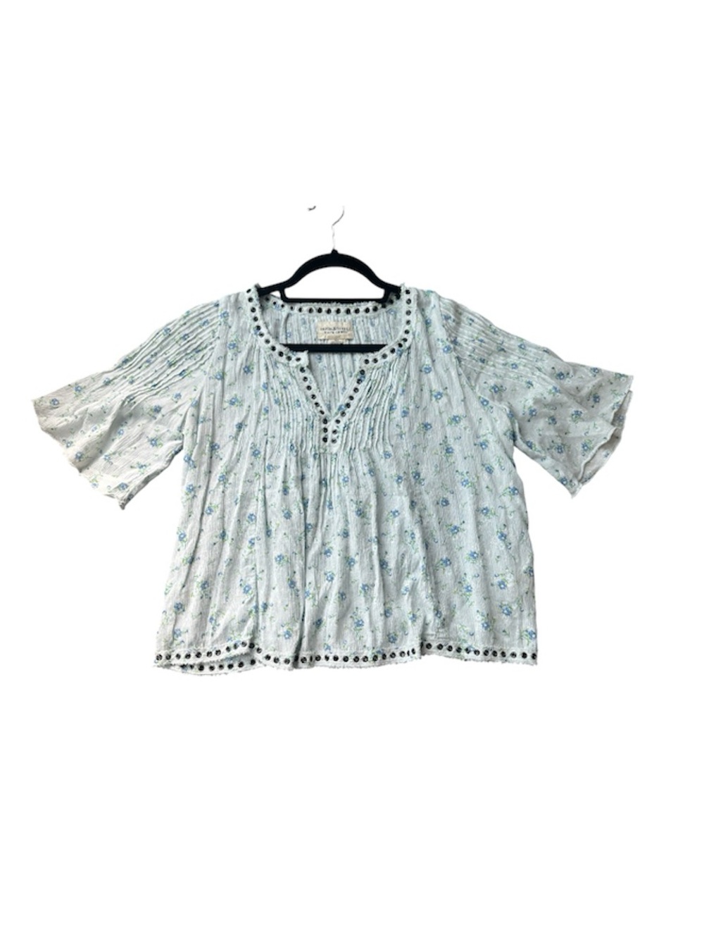 Denim & Supply Ralph Lauren Floral Peasant Blouse | Size Medium | Light Blue